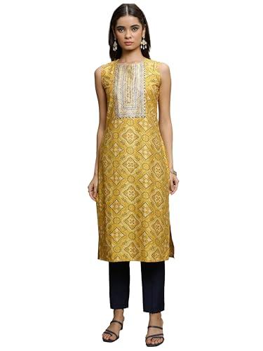 ketch women's polyester blend kurta set (khk3001173_yellow