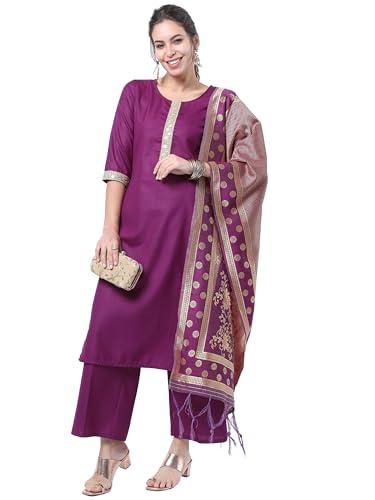 ketch women's polyester kurta set (khk3000057_purple