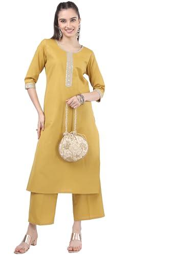 ketch women's polyester kurta set (khk3000075_yellow