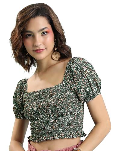 ketch women's regular fit tops (khtp000399_green peach multi