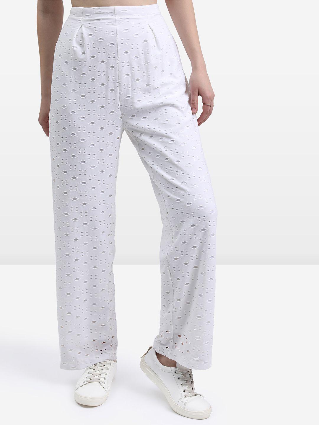 ketch women polka dot printed regular fit trouser