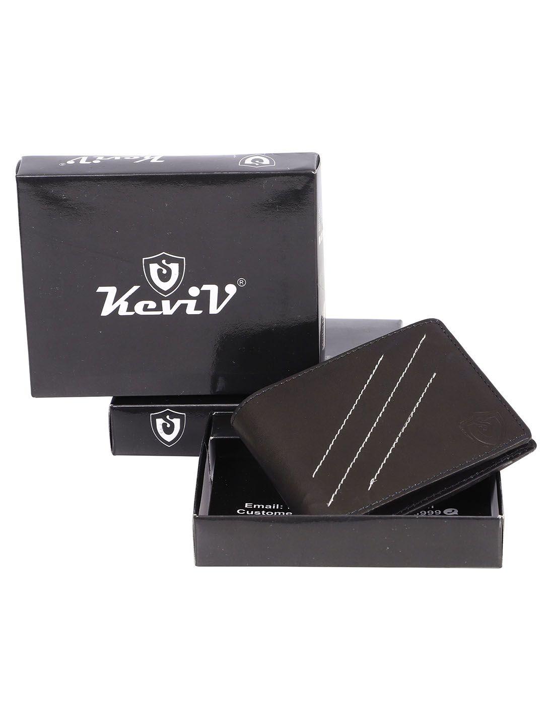 keviv men black leather two fold wallet