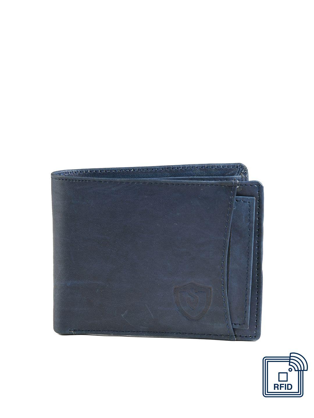 keviv men blue leather two fold wallet