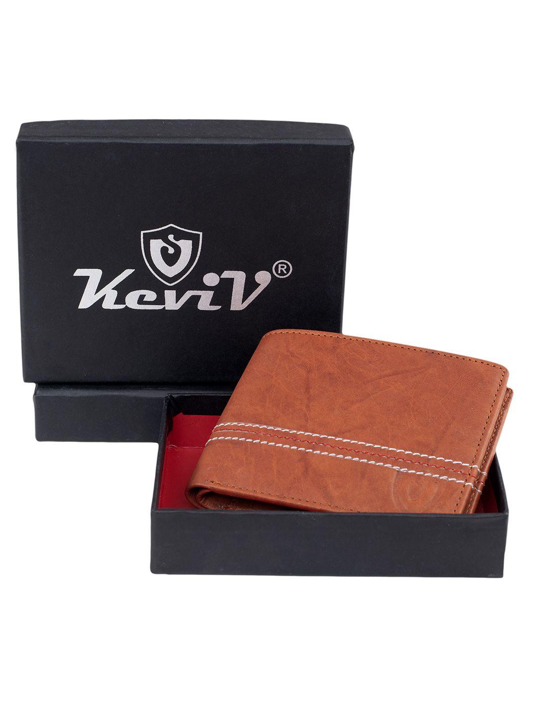 keviv men brown leather two fold wallet