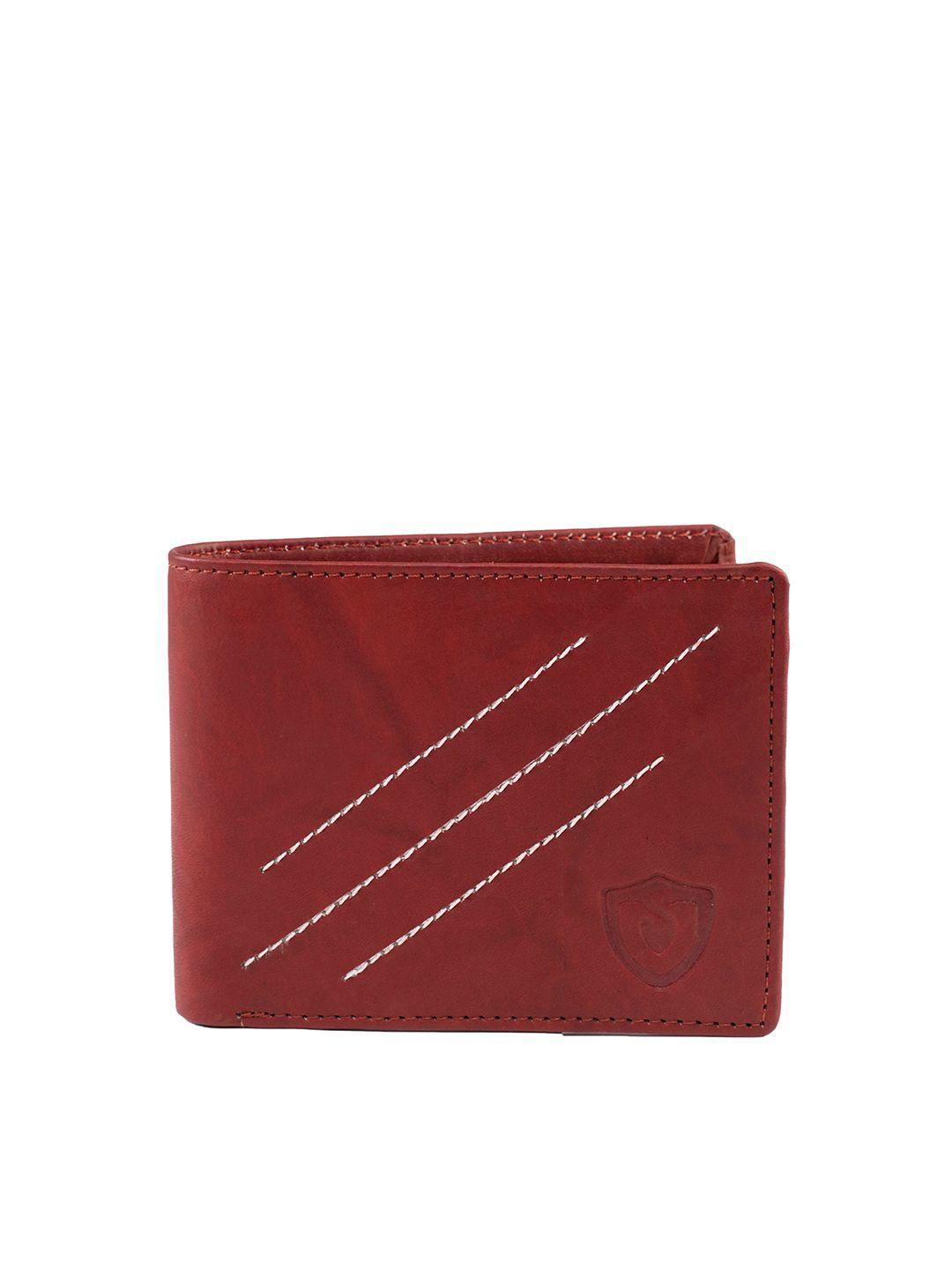 keviv men red leather two fold wallet