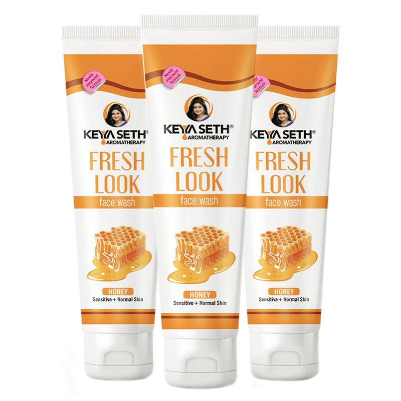 keya seth aromatherapy fresh look face wash natural honey - pack of 3