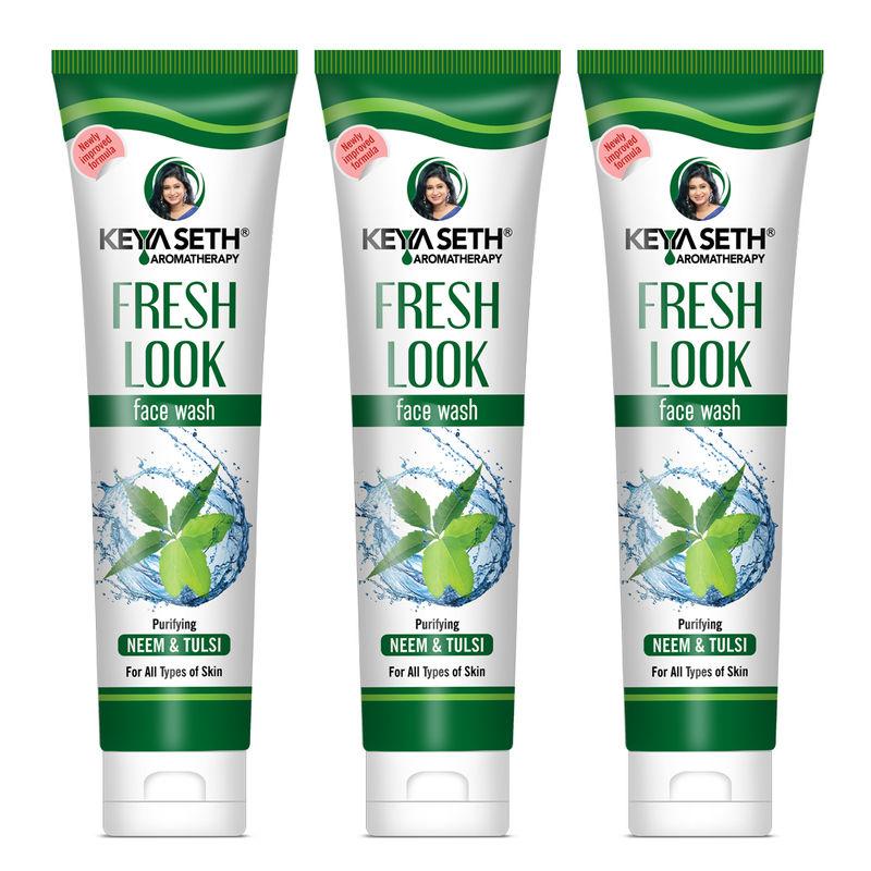 keya seth aromatherapy fresh look face wash neem & tulsi - pack of 3