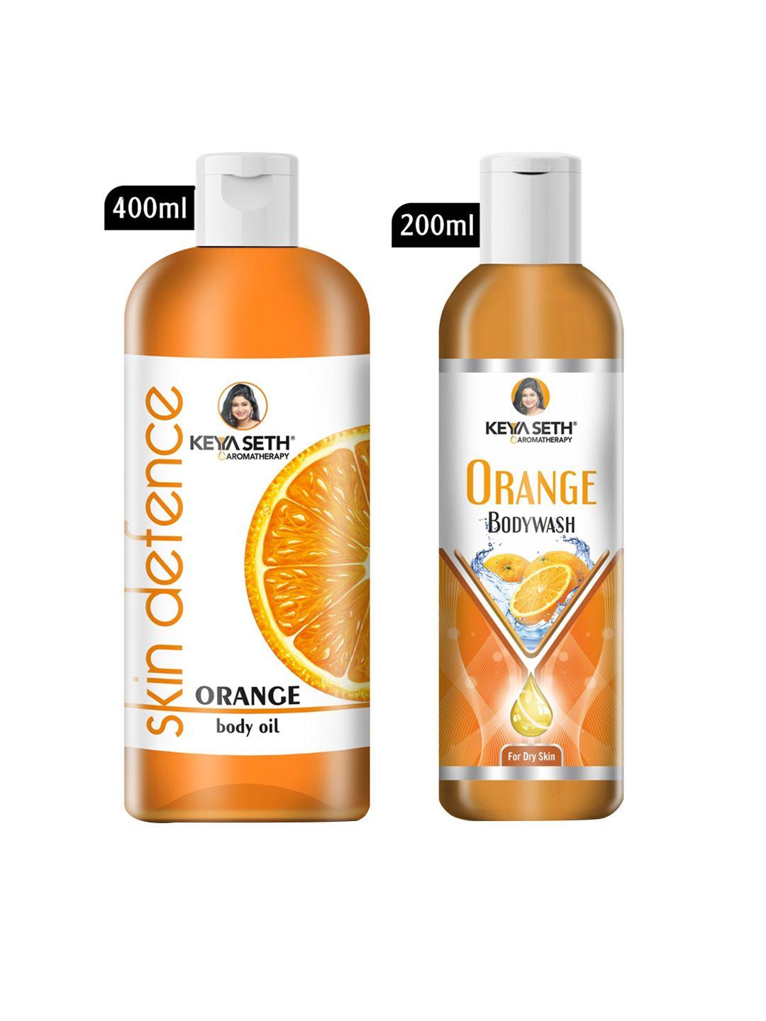 keya seth set of 2 orange body oil & face wash