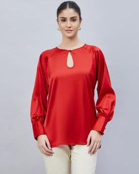 keyhole neck top with embellished