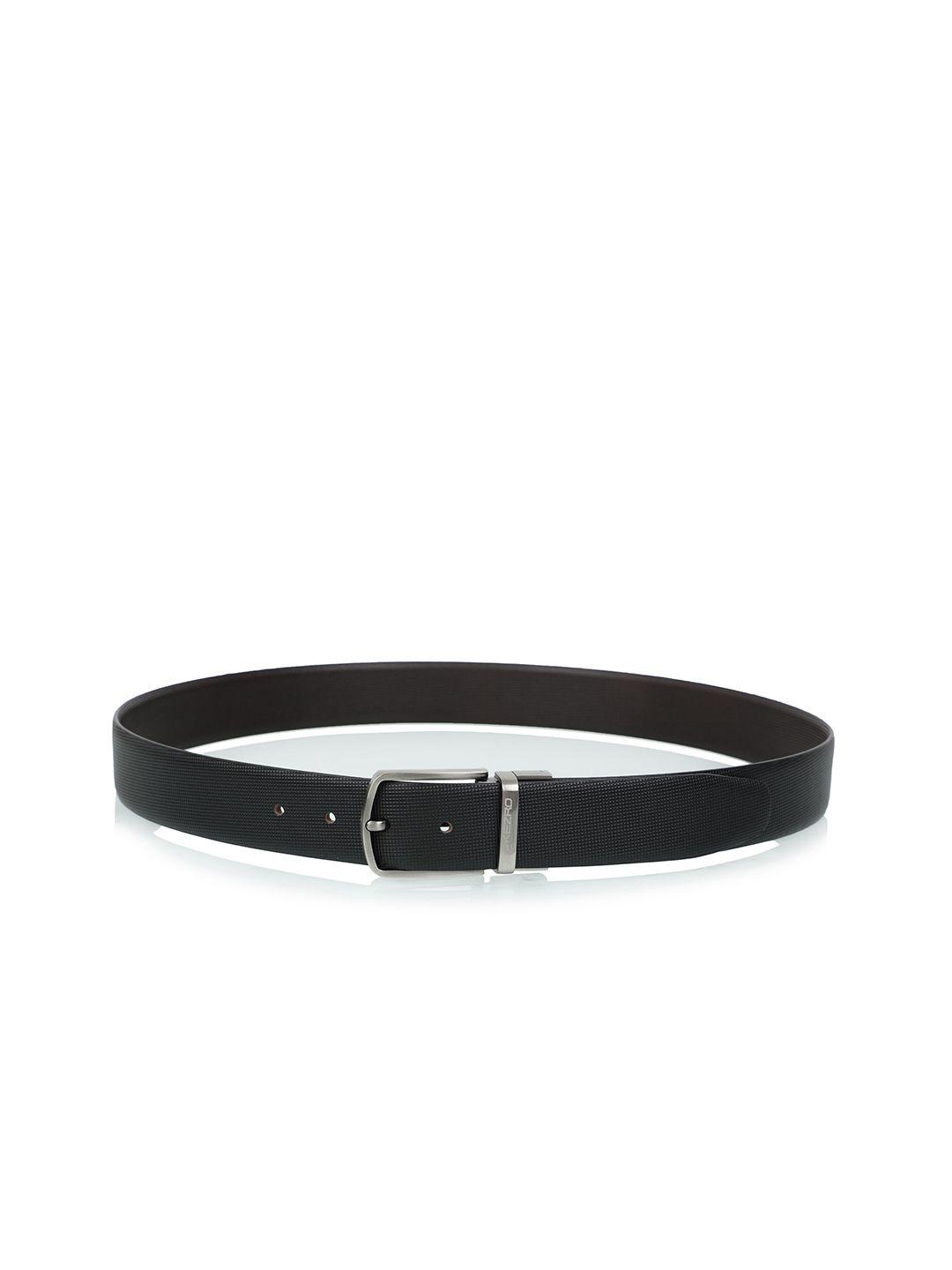 kezro men black textured slim leather belt