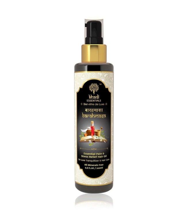 khadi essentials barahmasa essential tranquil & stress relief hair oil - 200 ml