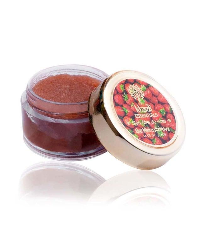 khadi essentials strawberry & beetroot lip scrub - 15 gm