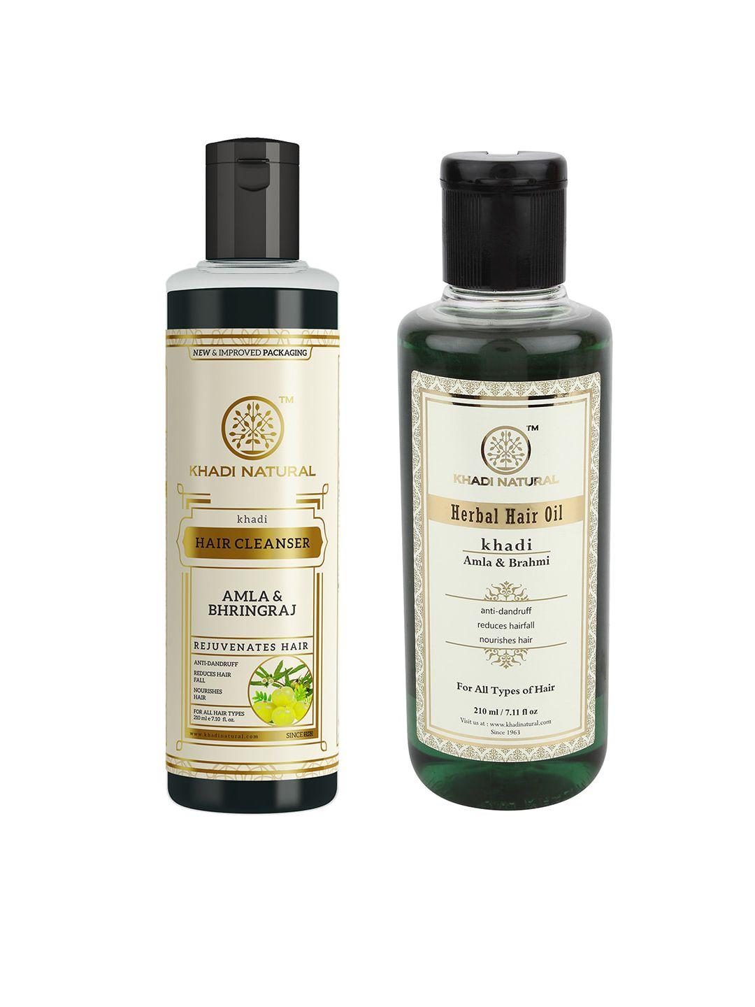 khadi natural amla & bhringraj hair cleanser & amla & brahmi hair oil
