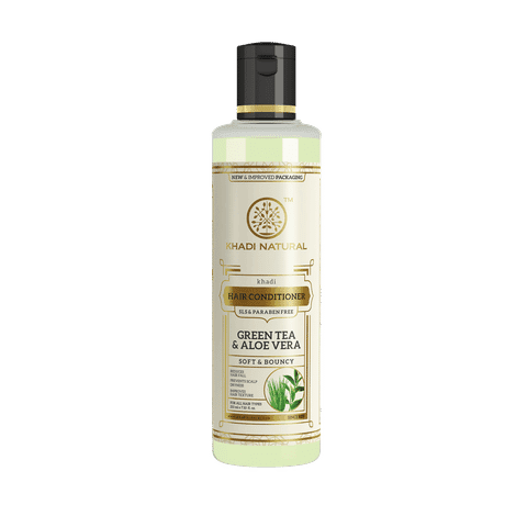 khadi natural ayurvedic green tea aloevera hair conditioner sls & paraben free (210 ml)