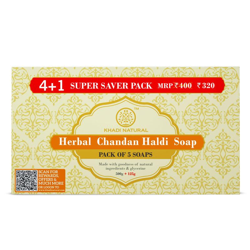 khadi natural ayurvedic herbal chandan haldi soap super saver pack 4+1