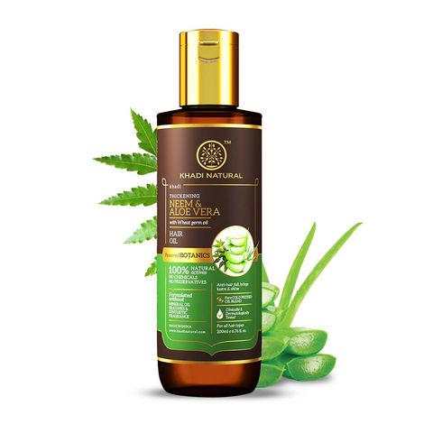 khadi natural neem & aloevera with wheat germ hair oil - powered botanics