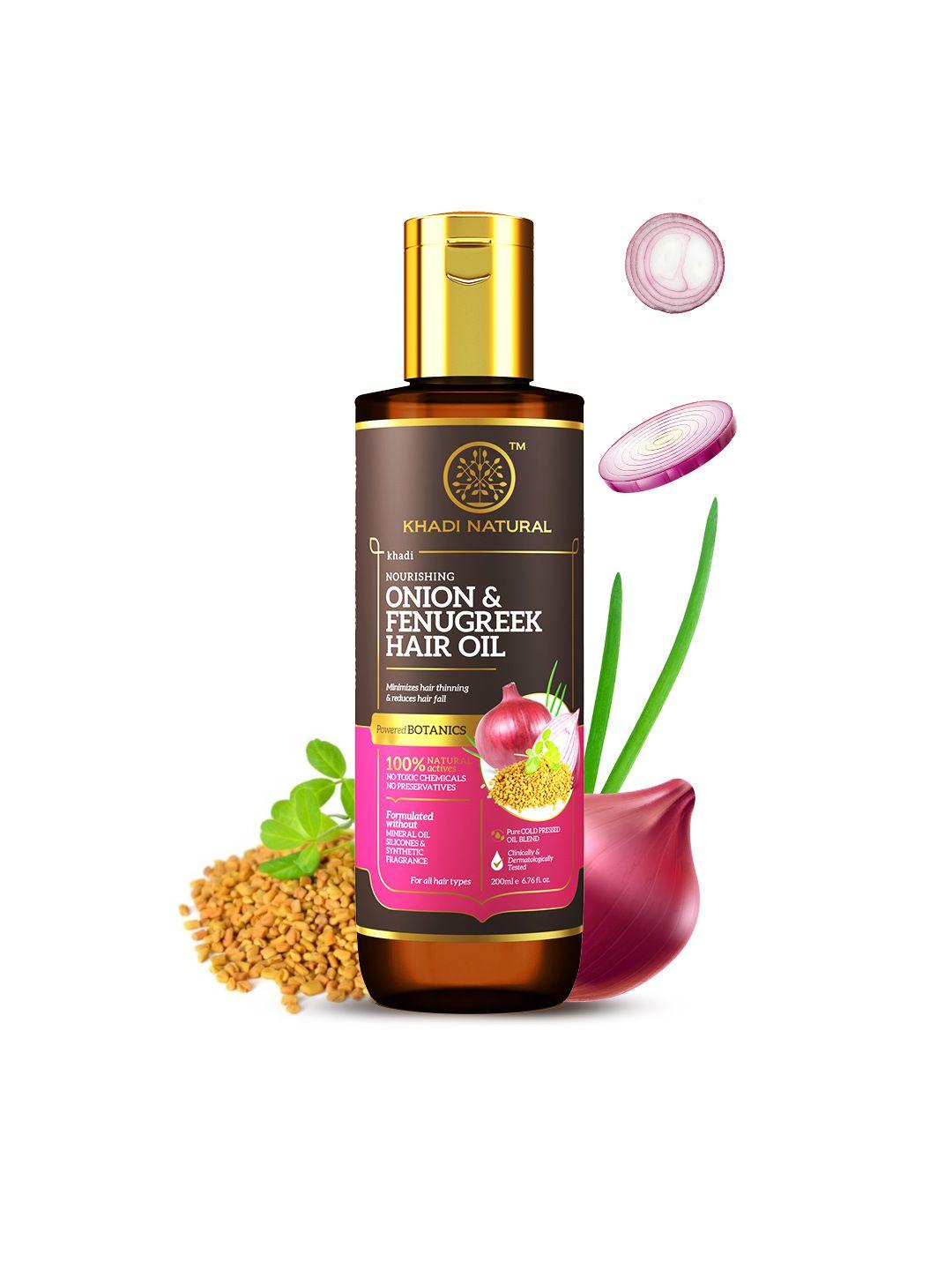 khadi natural onion & fenugreek hair oil - nourishes hair follicles - 200ml