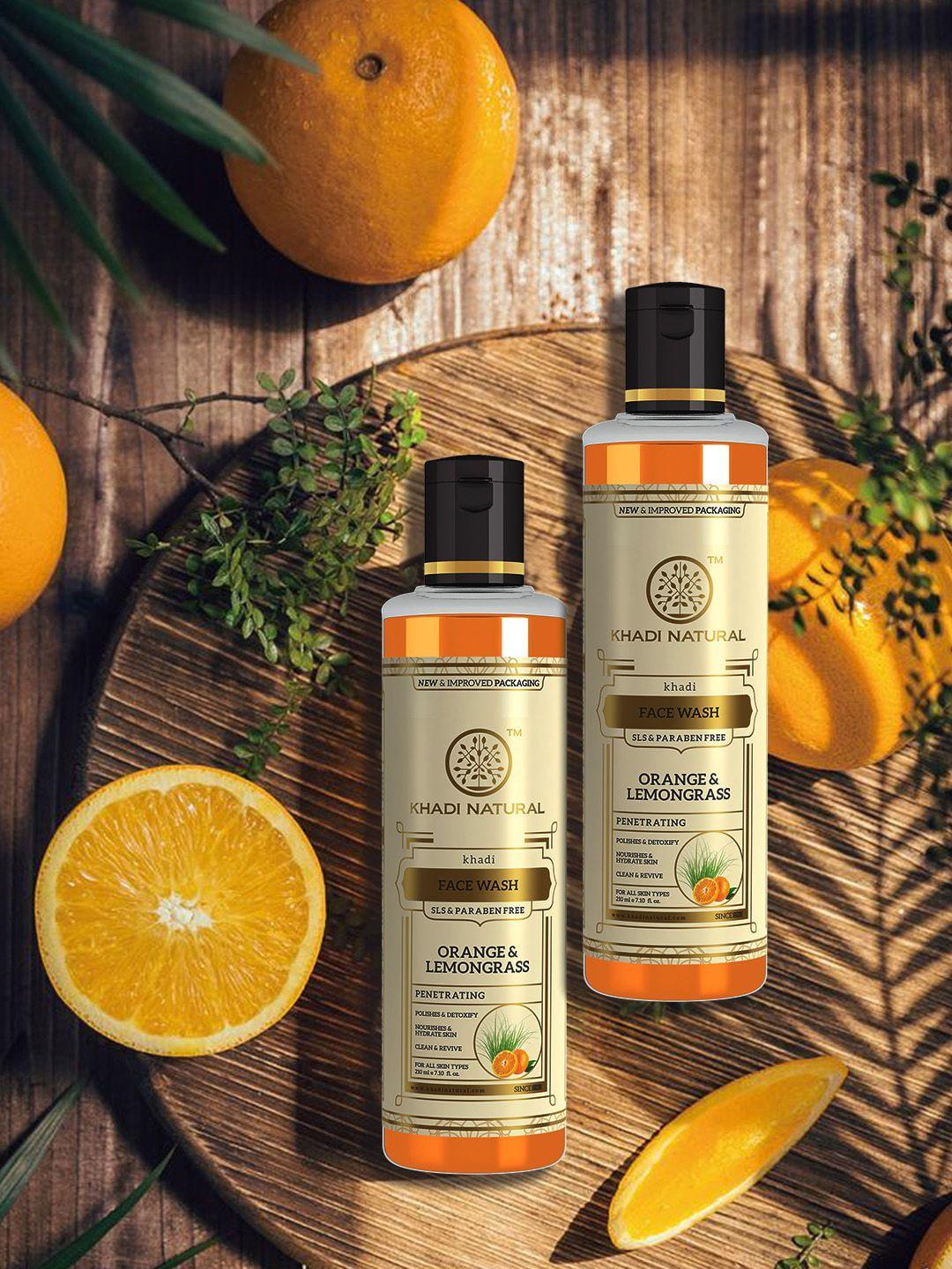 khadi natural set of 2 orange & lemongrass penetrating face wash - 210 ml each
