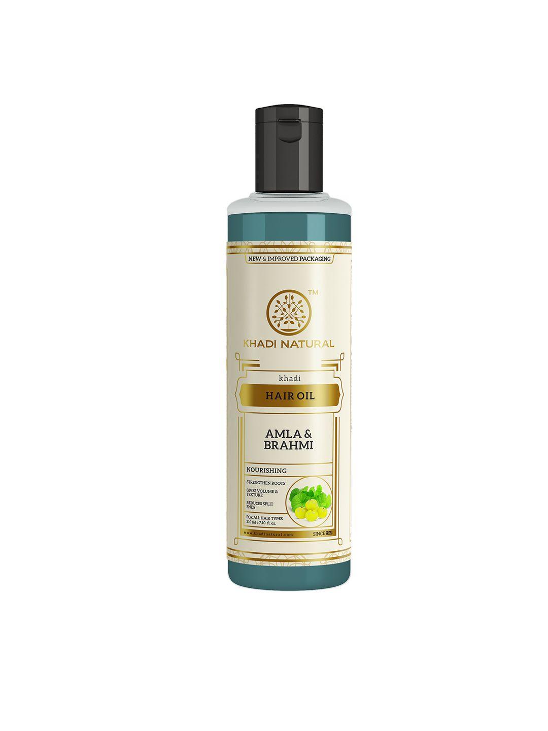 khadi natural sustainable unisex amla & brahmi herbal hair oil 210 ml