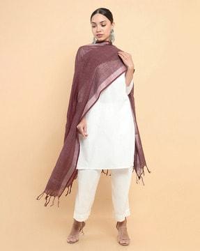 khadi cotton dupatta with tassels