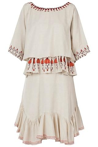 khadi embroidered skirt with top
