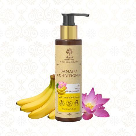 khadi essential banana hair conditioner with lotus & bhringraj for deep nourishment