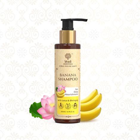 khadi essentials banana hair shampoo with lotus & bhringraj for deep nourishment - 200ml