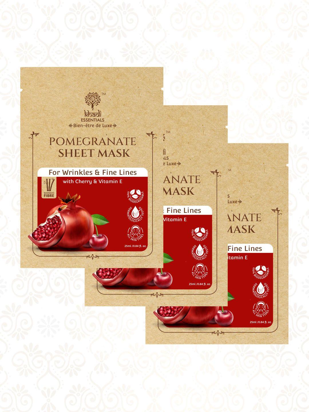 khadi essentials pomegranate & cherry serum sheet mask for anti wrinkles & fine lines