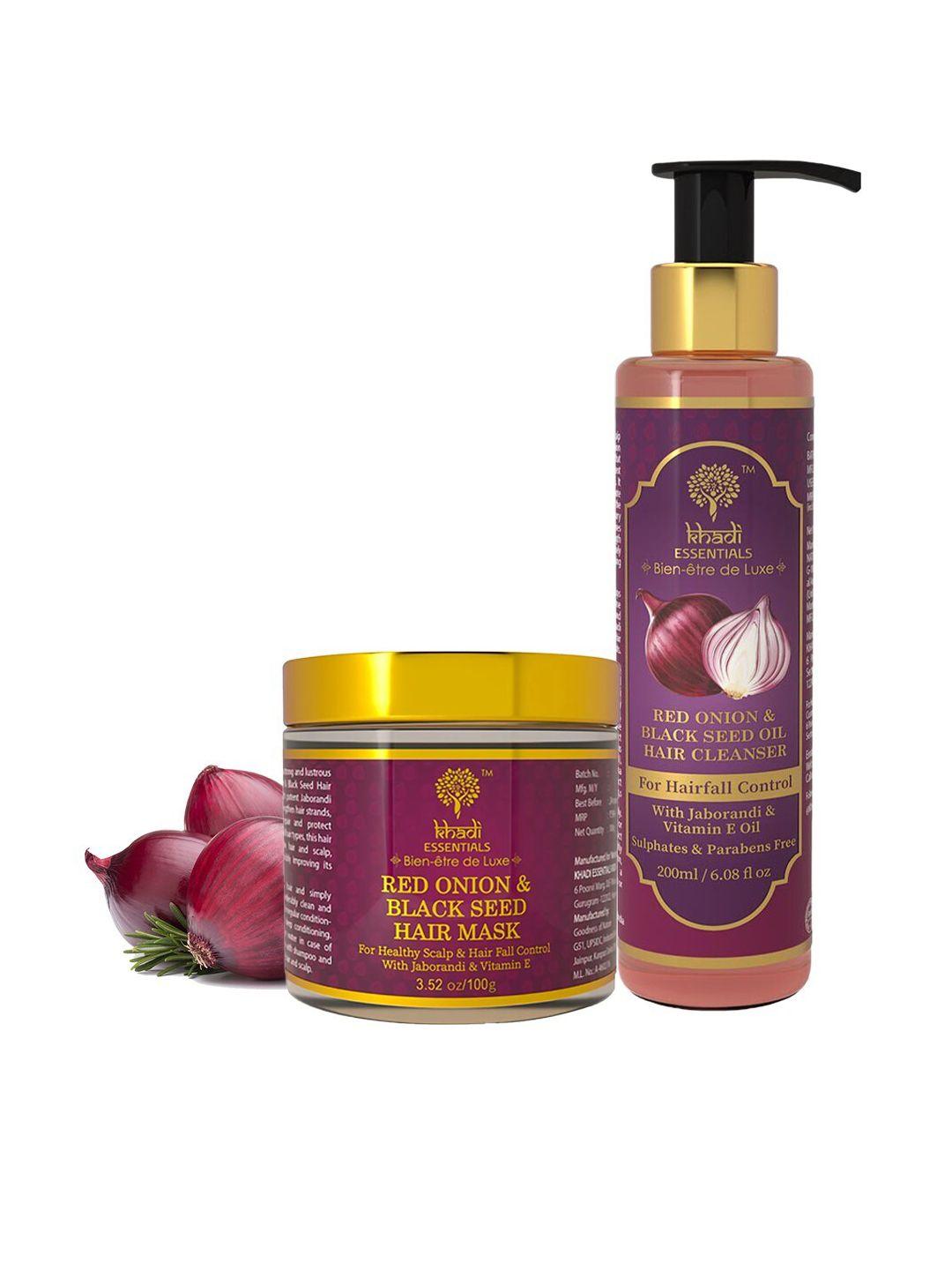 khadi essentials purple onion & black seed oil hair mask & onion shampoo