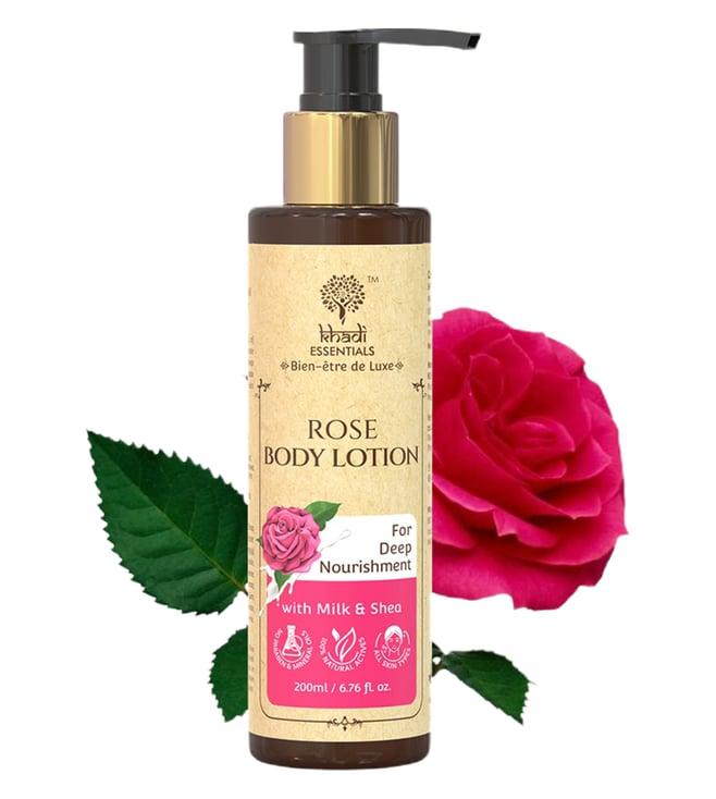 khadi essentials rose body lotion with milk & shea helps in deep nourishment - 200 ml