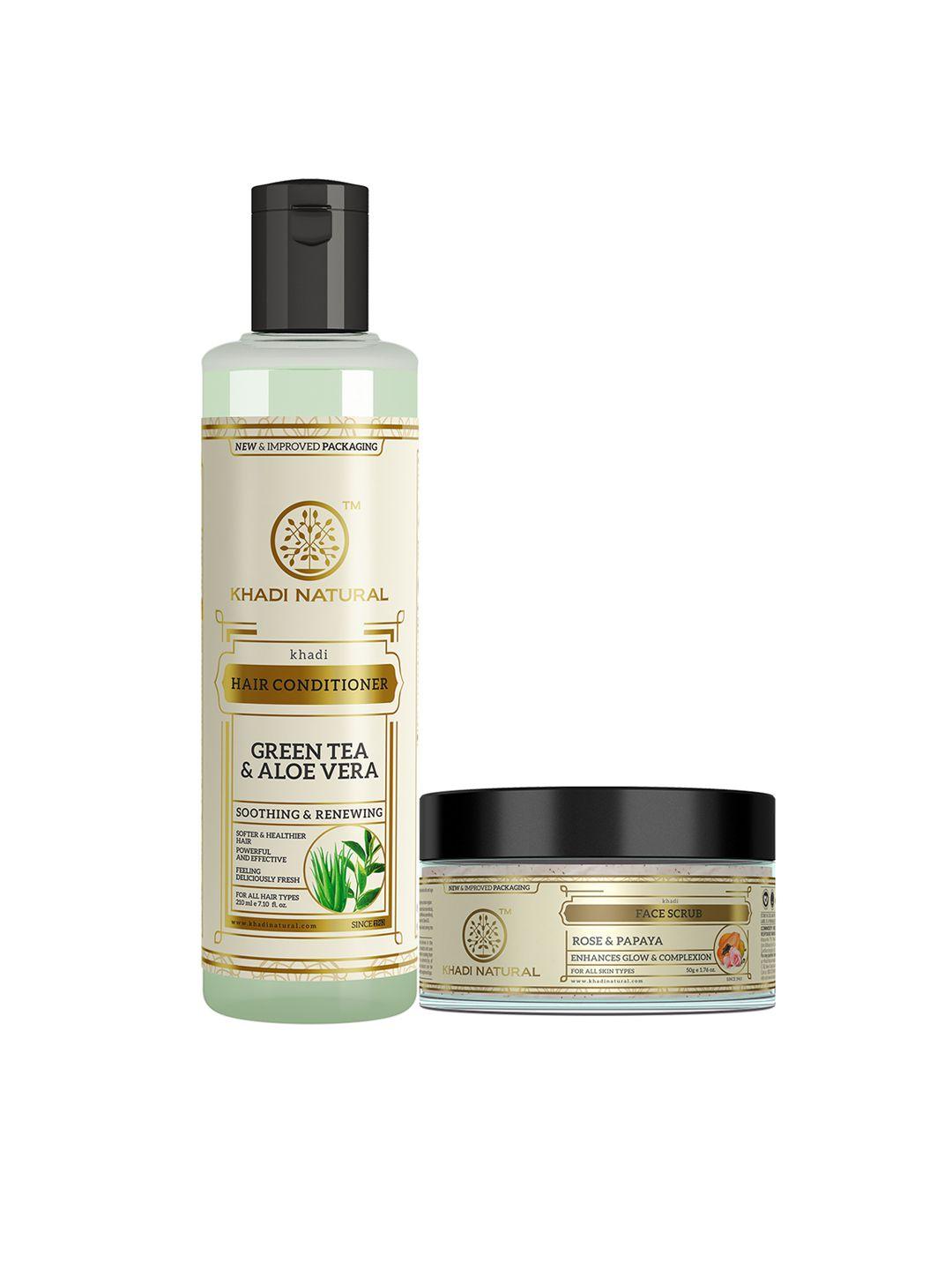 khadi natural ayurvedic green tea & aloevera herbal hair oil & face scrub