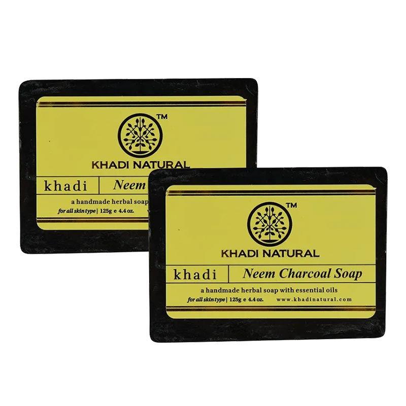 khadi natural ayurvedic neem charcoal soap - pack of 2