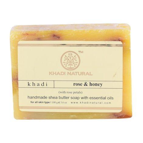 khadi natural ayurvedic rose honey with rose petals soap (100 g)