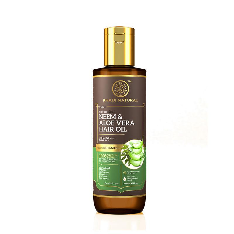 khadi natural neem & aloevera with wheat germ hair oil - powered botanics