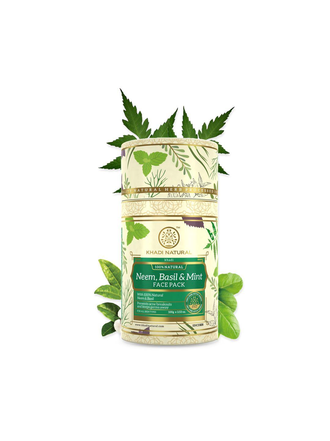 khadi natural neem basil & mint face pack - purifies the skin & prevents acne - 100g