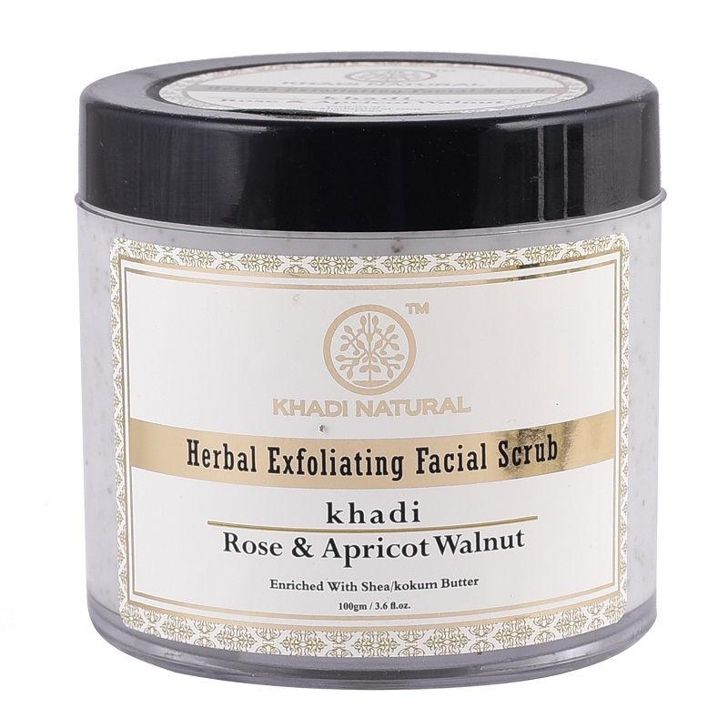 khadi natural rose & apricot walnut facial scrub