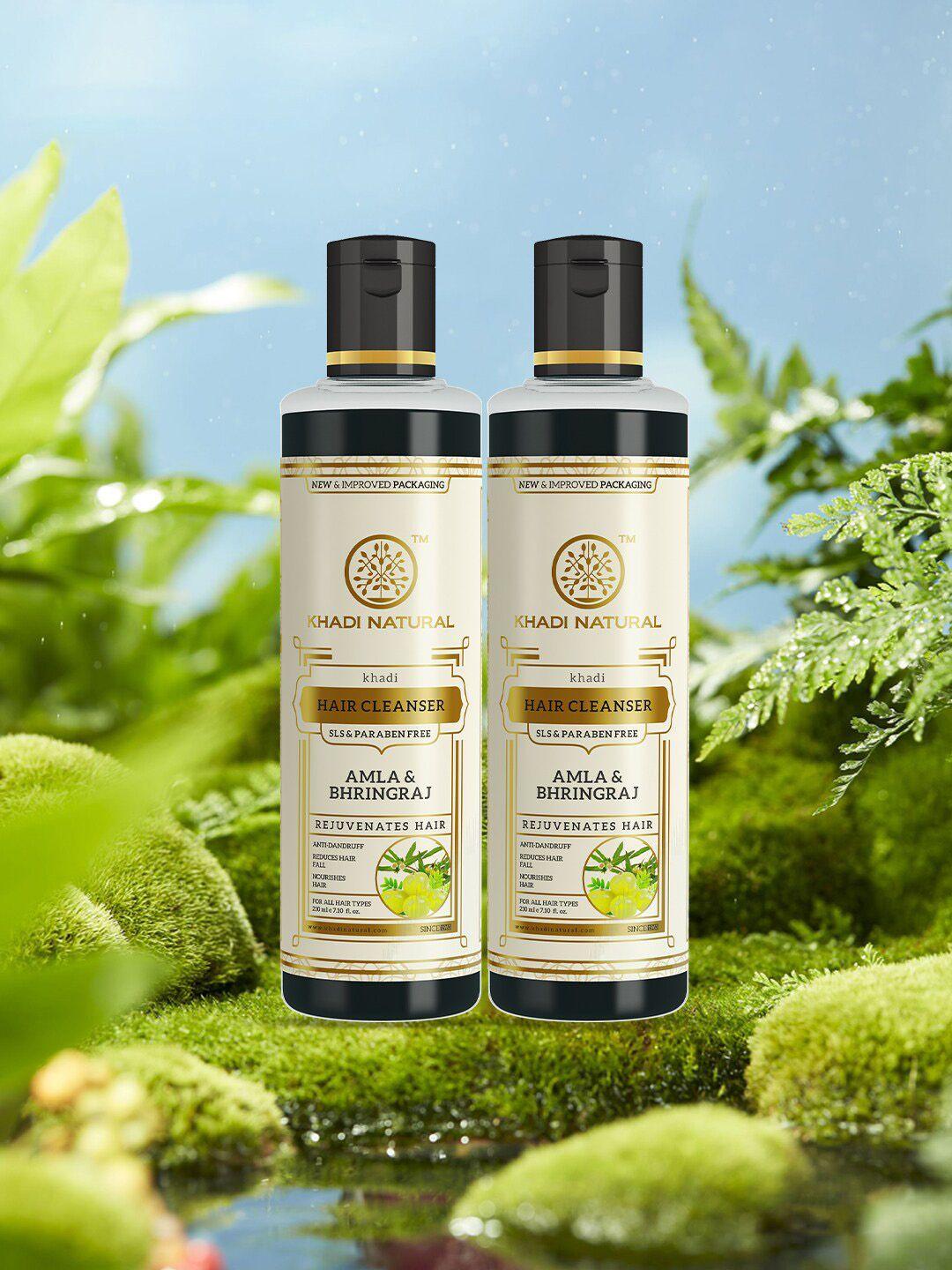 khadi natural set of 2 amla & bhringraj hair cleanser with reetha - 210 ml each