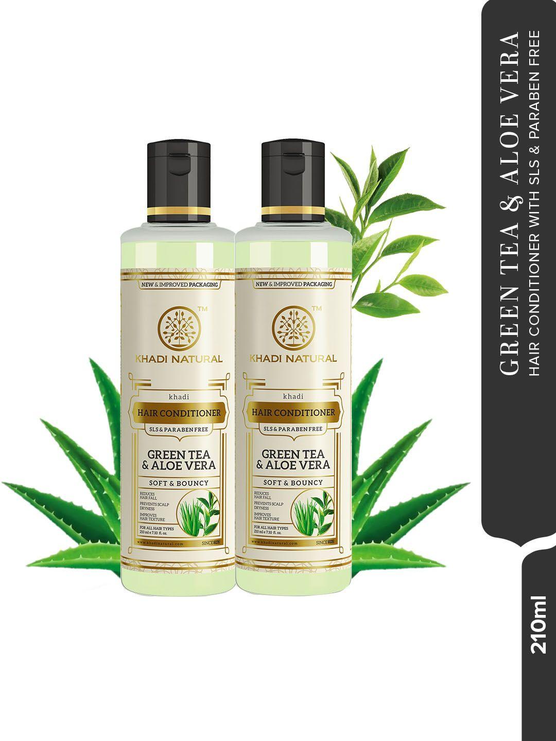 khadi natural set of 2 green tea & aloe vera hair conditioner - 210 ml each