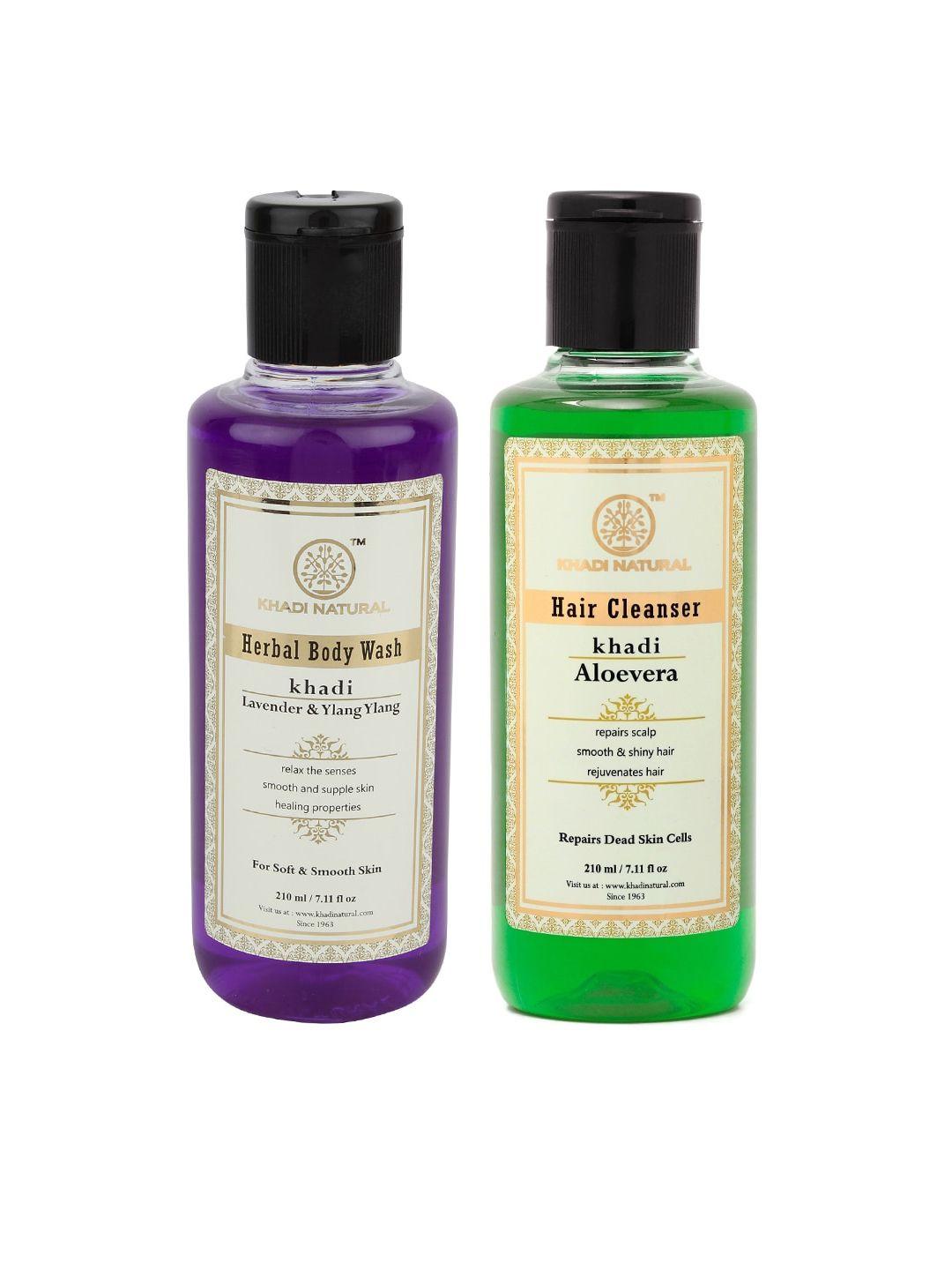 khadi natural set of aloevera hair cleanser & lavender sustainable herbal body wash