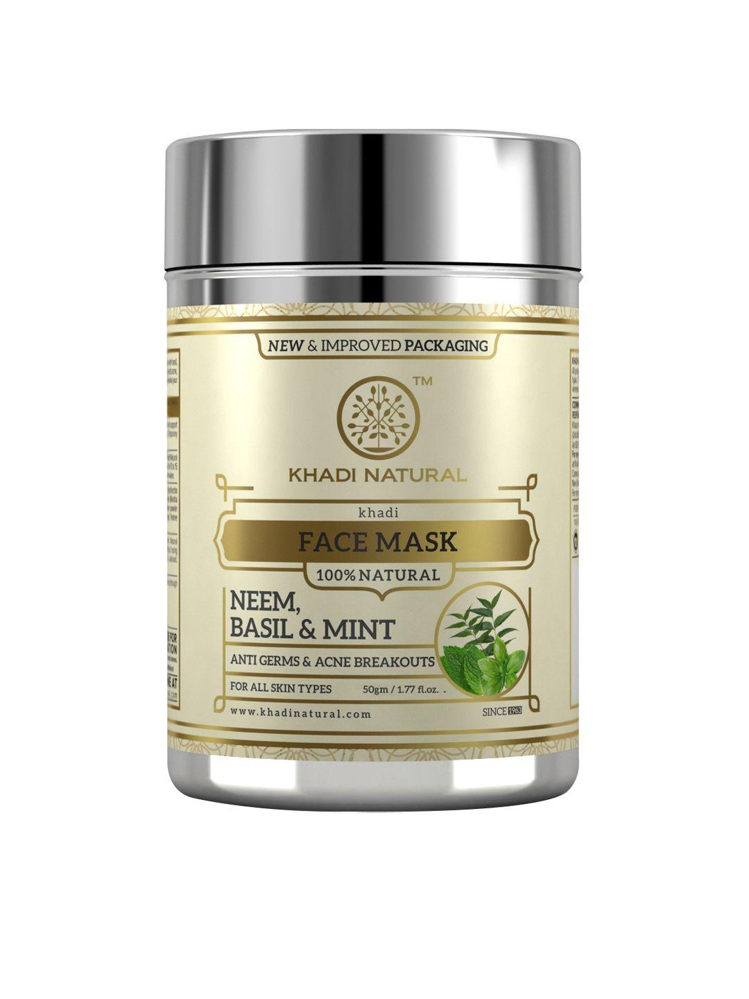 khadi natural unisex neem, basil & mint herbal sustainable face mask 50 g