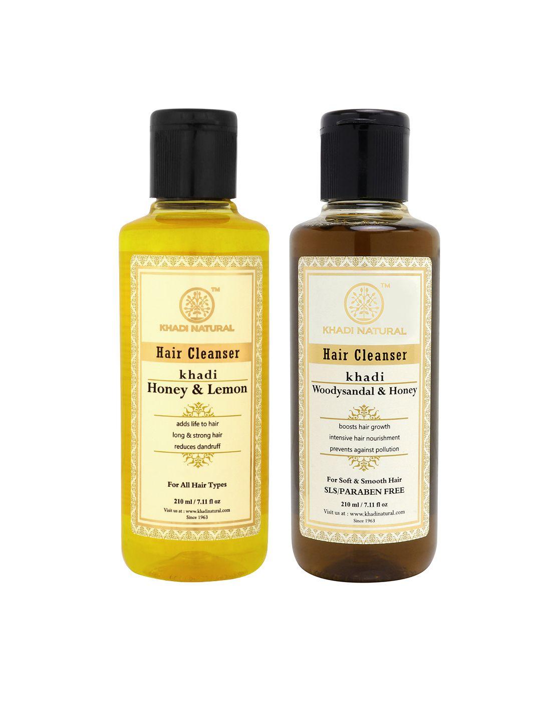 khadi natural unisex set of honey lemon hair cleanser & woody sandal honey hair cleanser