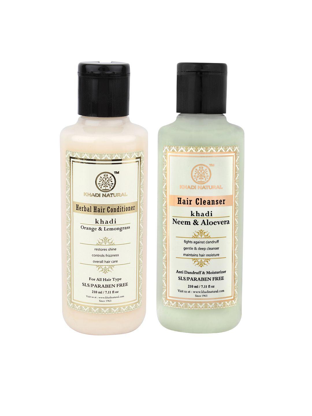khadi natural unisex set of neem aloe hair cleanser & orange lemongrass hair conditioner