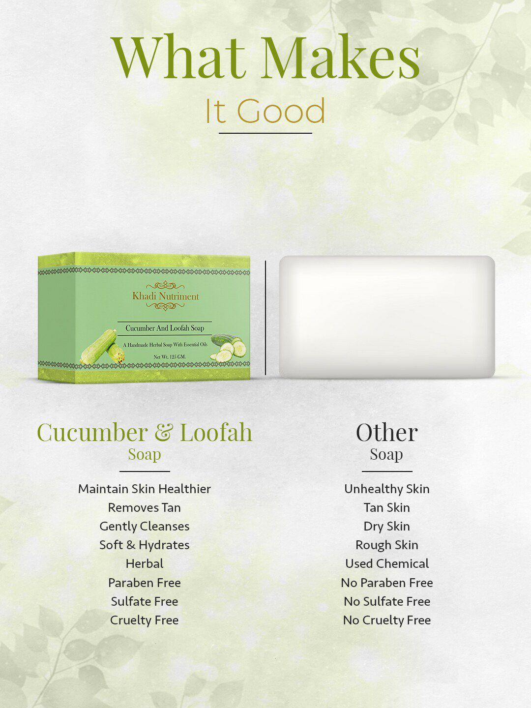 khadi nutriment set of 5 green cucumber & loofah soap 125 g