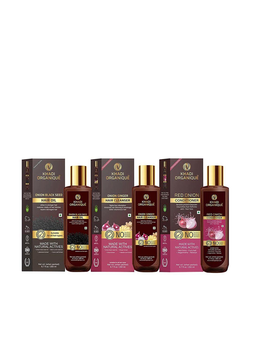 khadi organique pack of 3 onion hair care kit-600ml