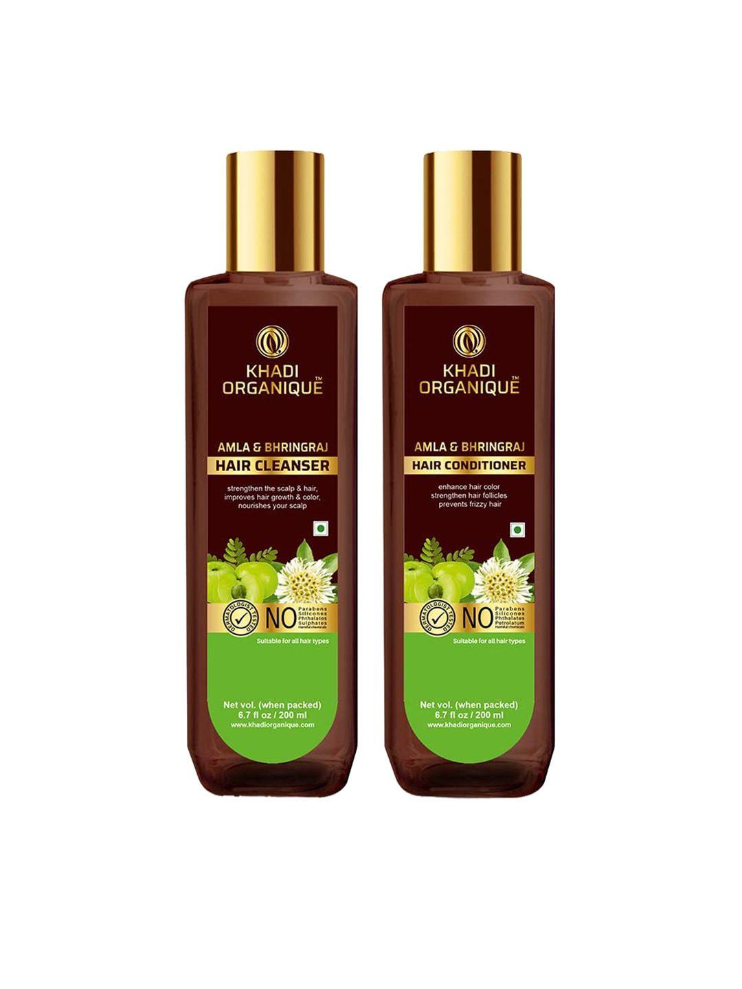 khadi organique set of 2 amla & bhringraj hair shampoo 400ml