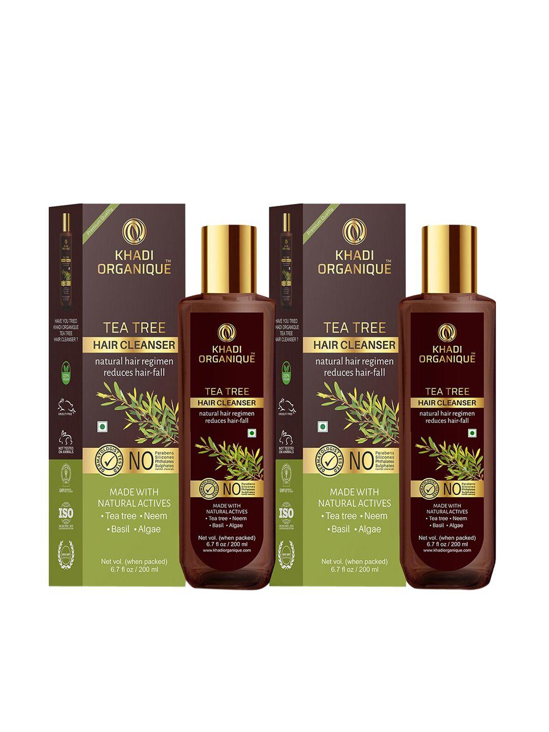 khadi organique set of 2 tea tree shampoo for reduces hair fall 200ml