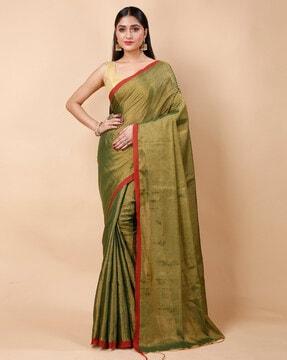 khadi saree with tassels