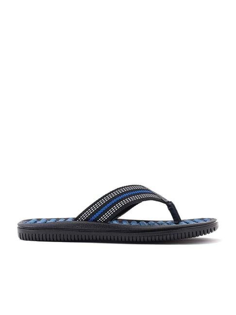 khadim's men's blue & black flip flops