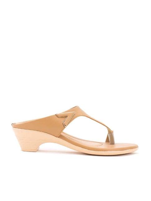 khadim's women's beige toe ring sandals