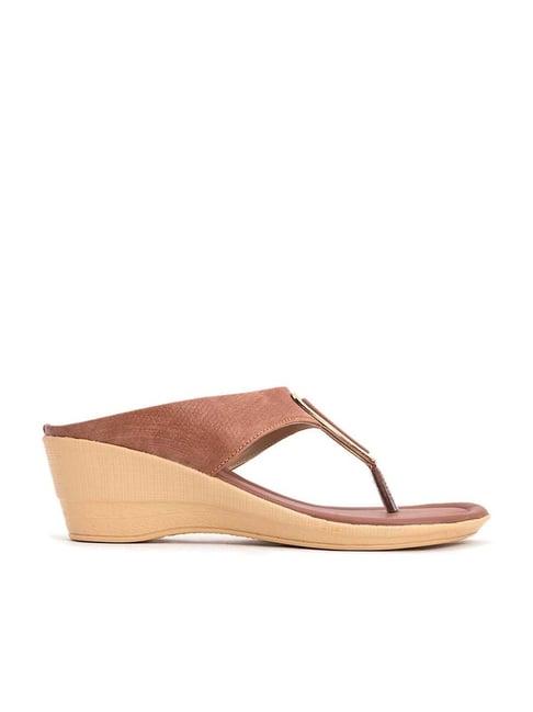 khadim's women's rust pink thong wedges